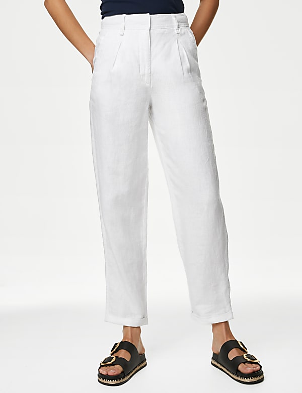 Pure Linen Tapered Trousers