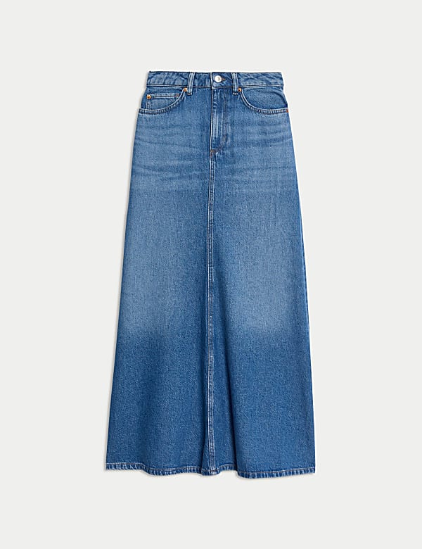 Denim Maxi A-Line Skirt - DK