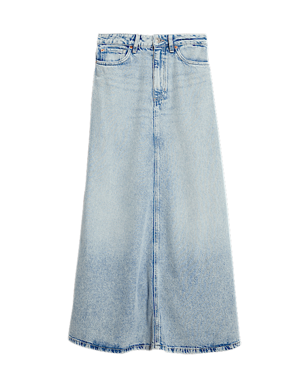 Denim Maxi A-Line Skirt