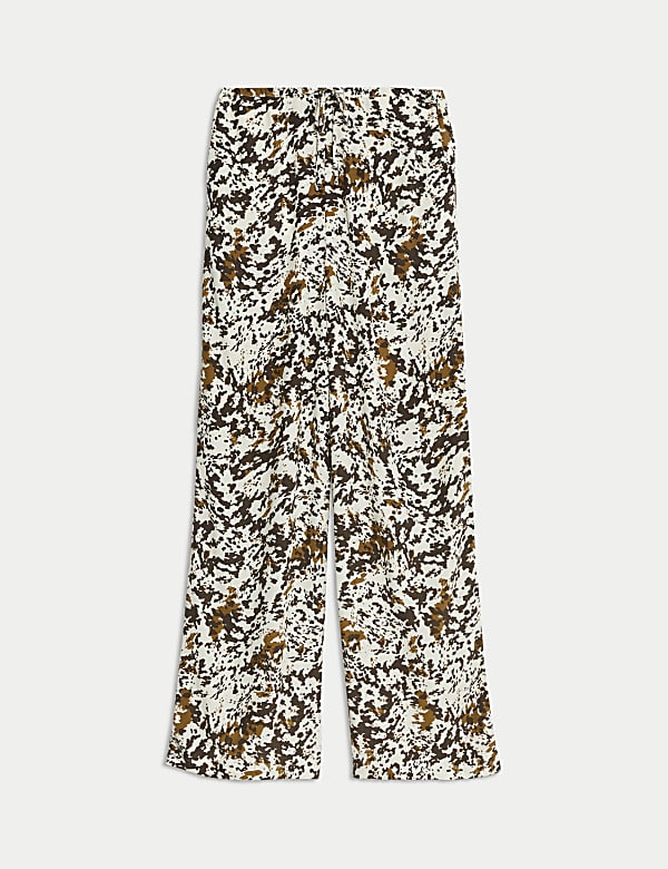 Animal Print Drawstring Wide Leg Trousers - AU