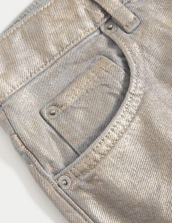 Denim Foil Metallic Maxi Skirt - CA