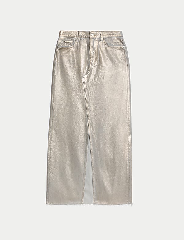 Denim Foil Metallic Maxi Skirt - CA