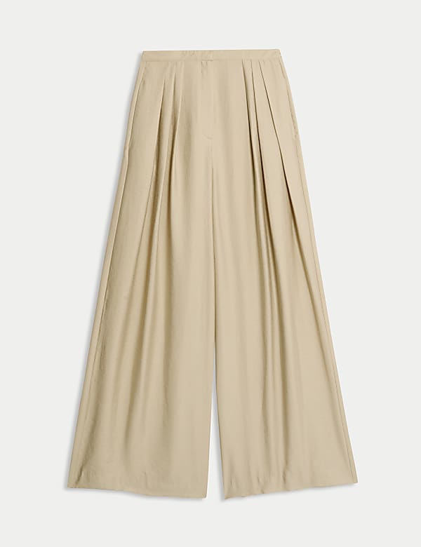 Lyocell Rich Pleated Wide Leg Trousers - JO