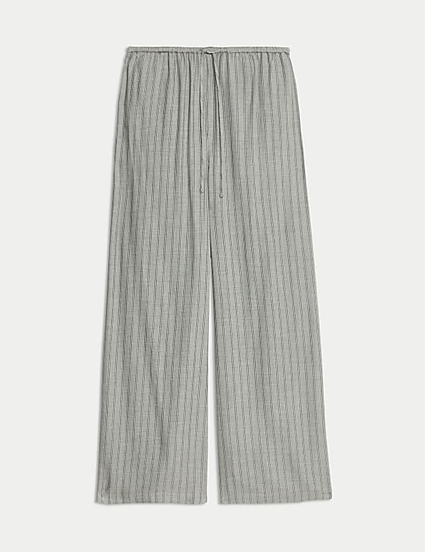 Striped Drawstring Wide Leg Trousers - AT