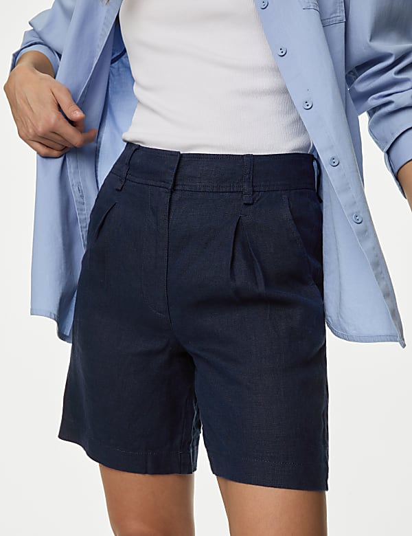 Pure Linen High Waisted Shorts