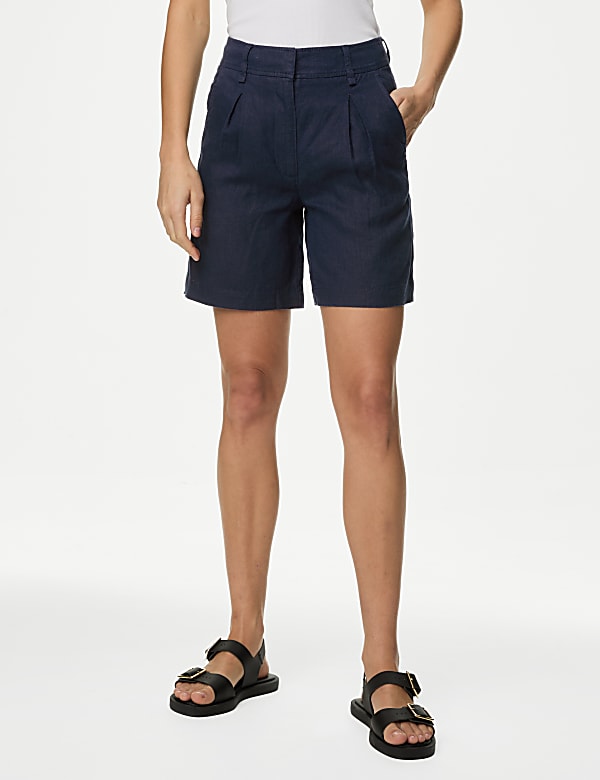 Pure Linen High Waisted Shorts