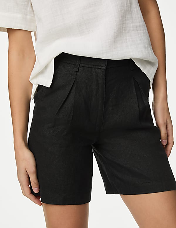 Pure Linen High Waisted Shorts