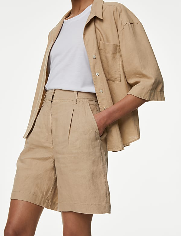 Pure Linen High Waisted Shorts