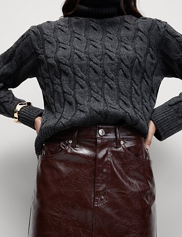 Vinyl Knee Length A-Line Skirt - LT