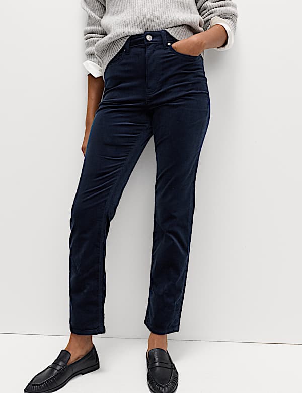 Cotton Rich Cord Straight Leg Trousers with Modal