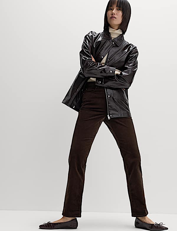 Cotton Rich Cord Straight Leg Trousers with Modal