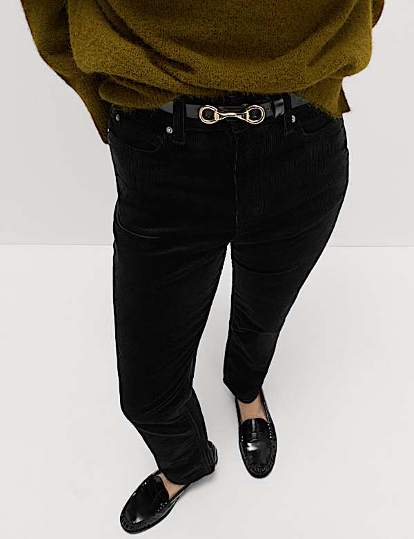 Cotton Rich Cord Straight Leg Trousers with Modal