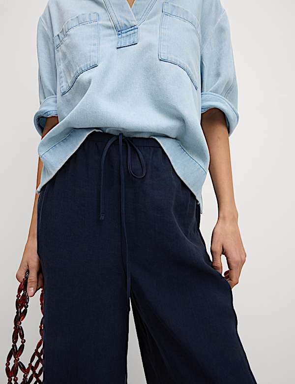 Lyocell Rich Wide Leg Cropped Trousers - JO