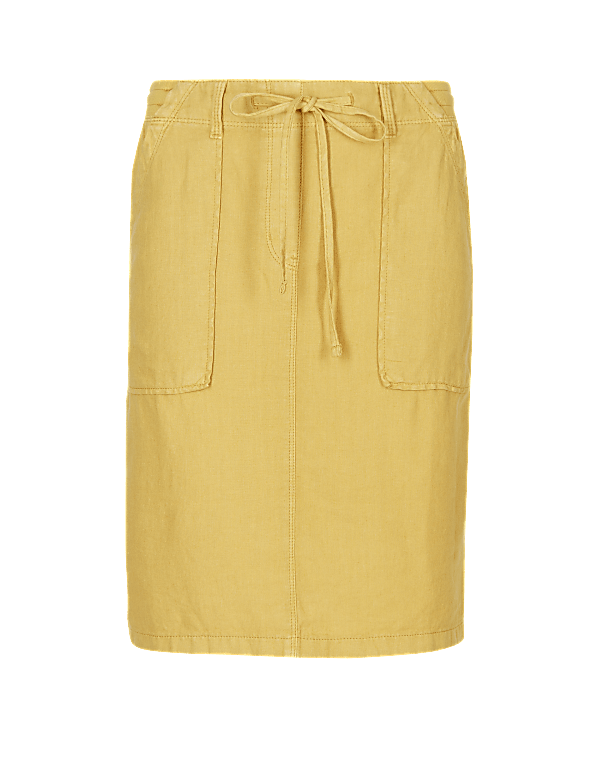 Linen Rich Elasticated Waist Mini Skirt