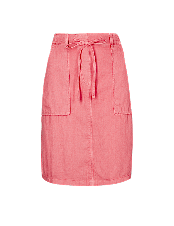 Linen Rich Elasticated Waist Mini Skirt