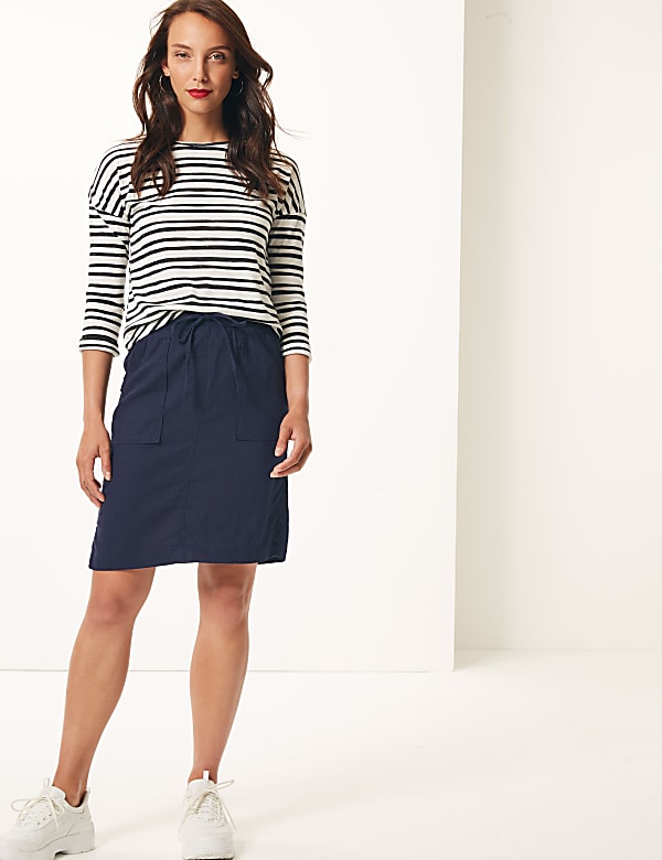 Linen Rich A-Line Skirt