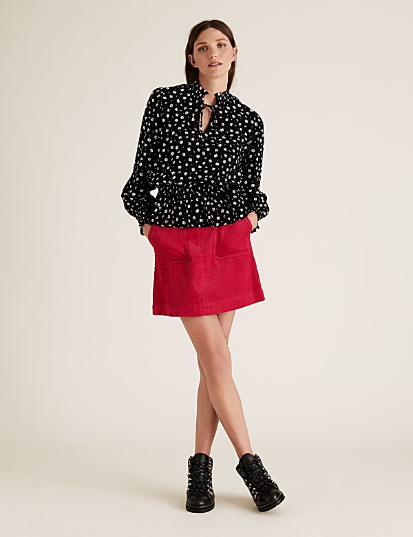 Cotton Rich Cord Midi A Line Skirt NAVY Skirts M S AU