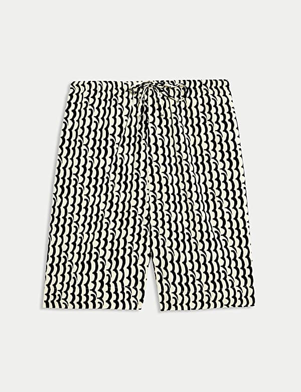 Printed Pure Twill High Waisted Shorts - PL