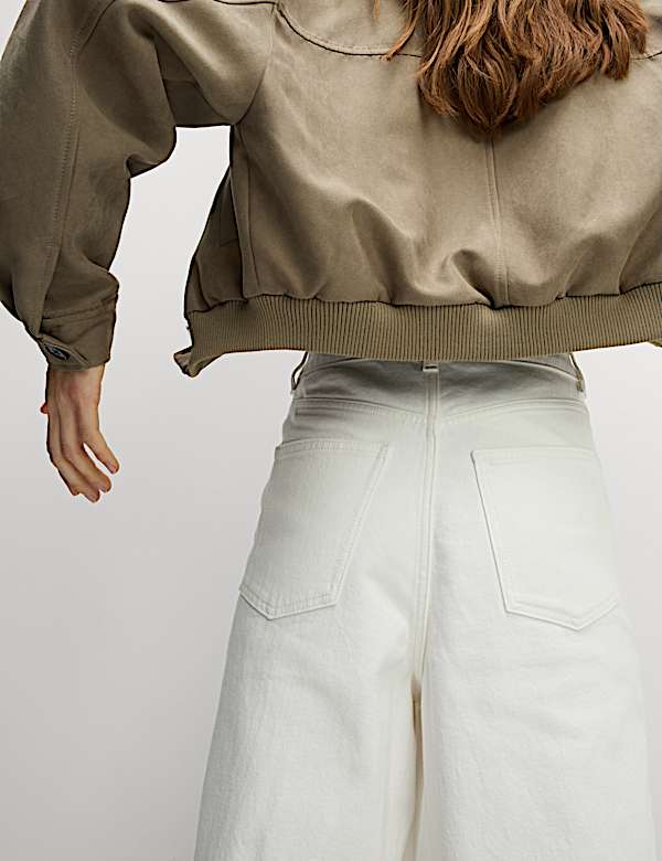 Wide Leg Cropped Jeans - HU