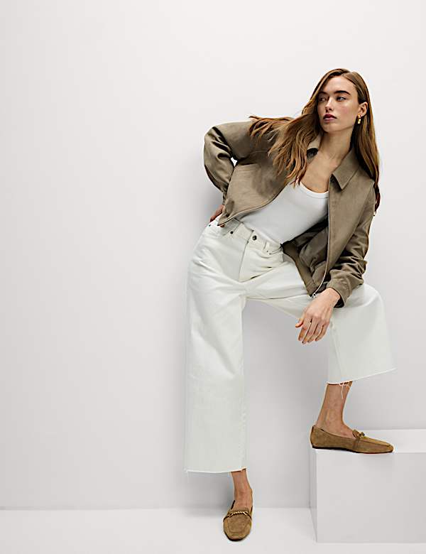 Wide Leg Cropped Jeans - HU