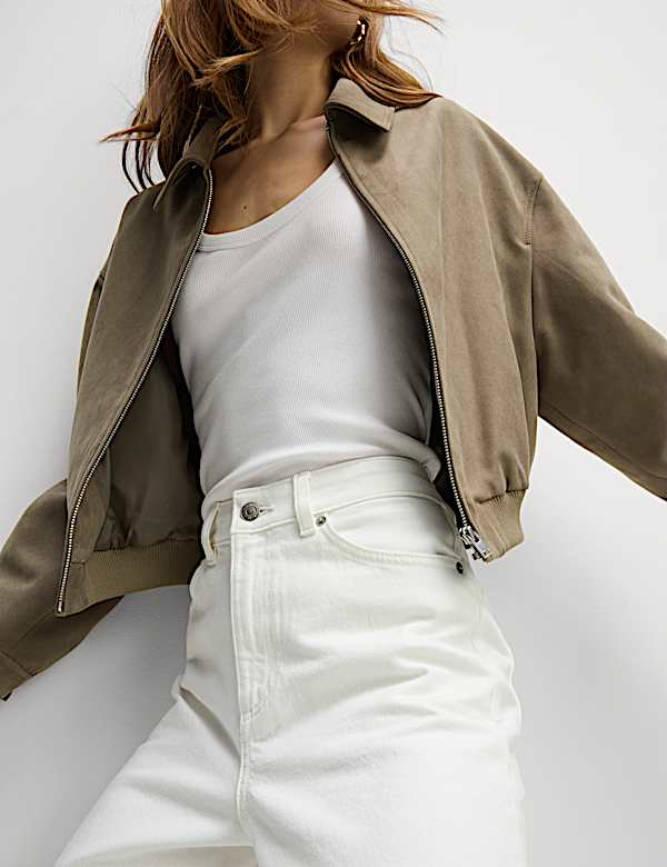 Wide Leg Cropped Jeans - HU