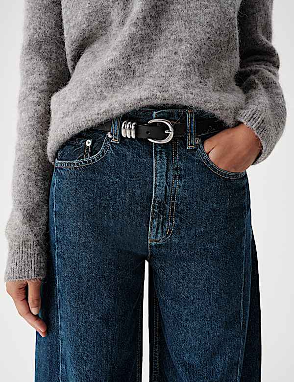 Mid Rise Barrel Leg Jeans - CN