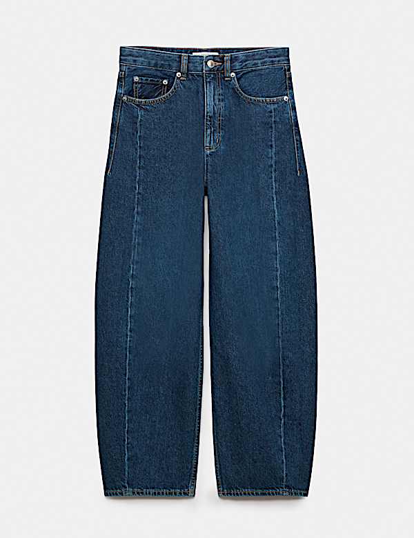 Mid Rise Barrel Leg Jeans - CN