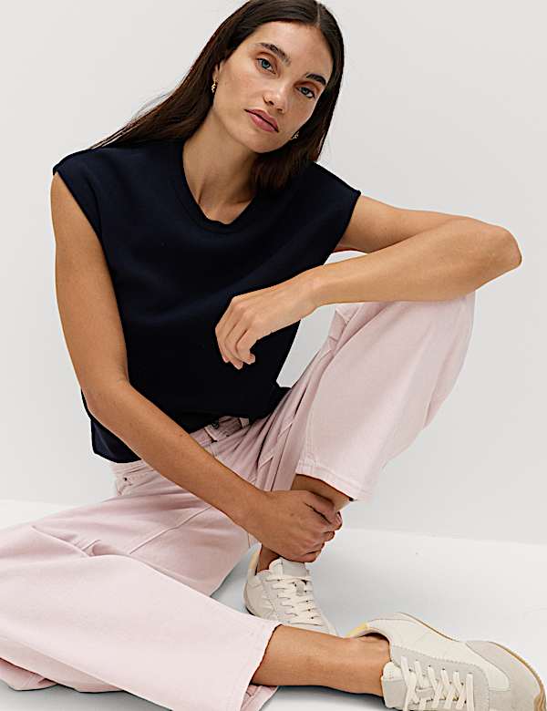 Jeans met ballonpijpen en middelhoge taille - NL