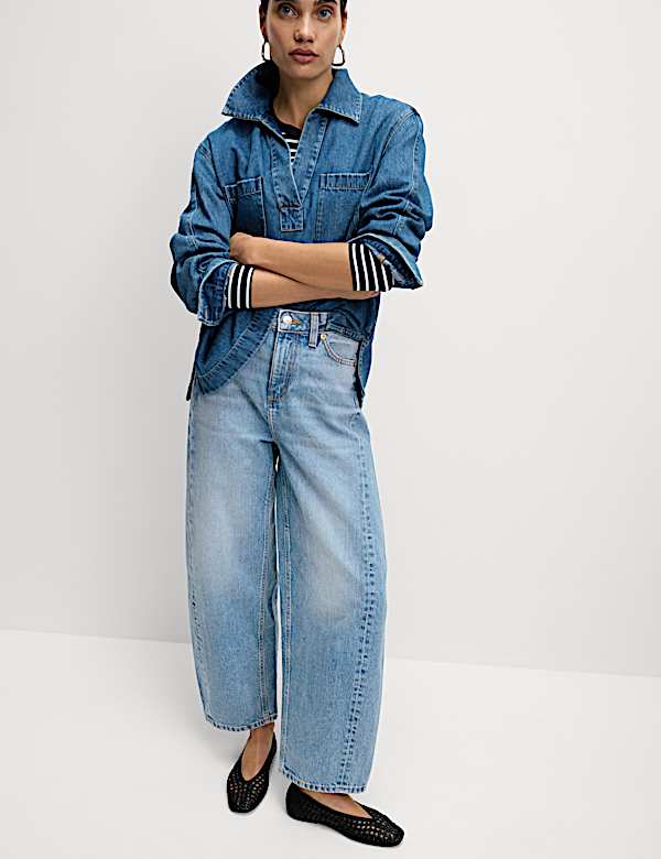 Mid Rise Barrel Jeans