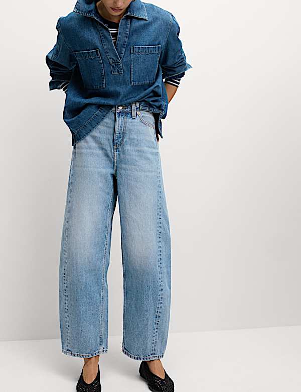 Mid Rise Barrel Jeans