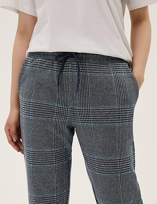 Jersey Checked Tapered Trousers