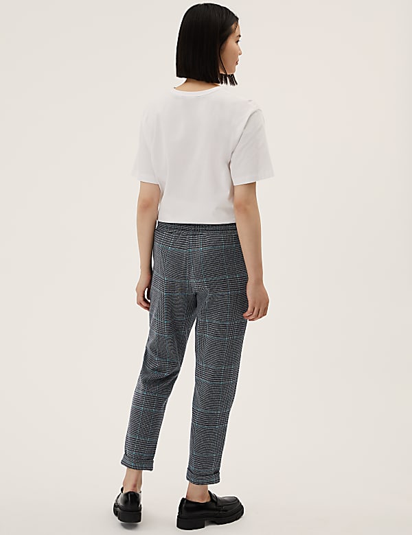 Jersey Checked Tapered Trousers