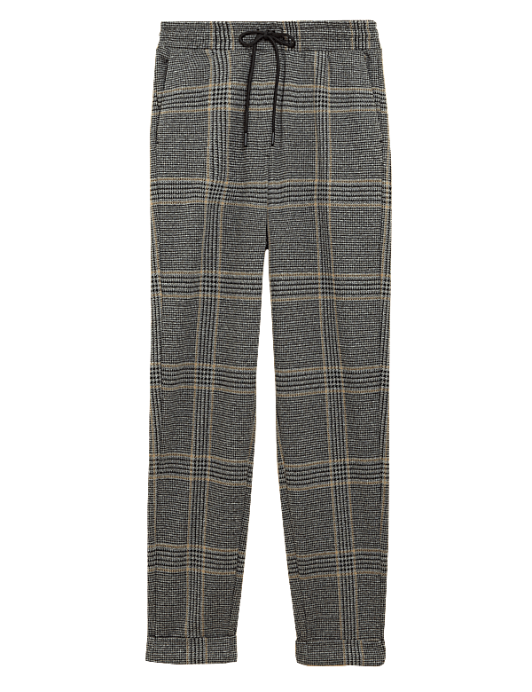 Jersey Checked Tapered Trousers
