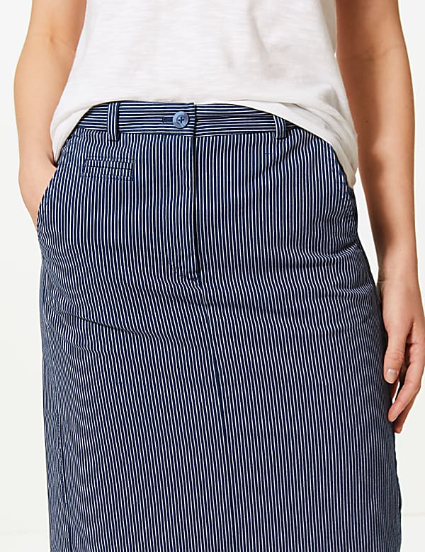 Cotton Rich Striped A-Line Skirt