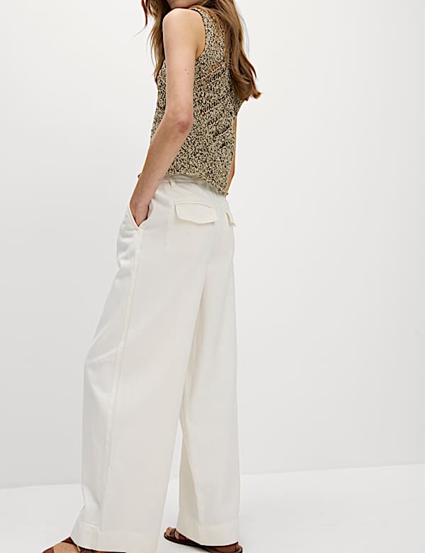 Cotton Rich Slouchy Wide Leg Trousers - MV