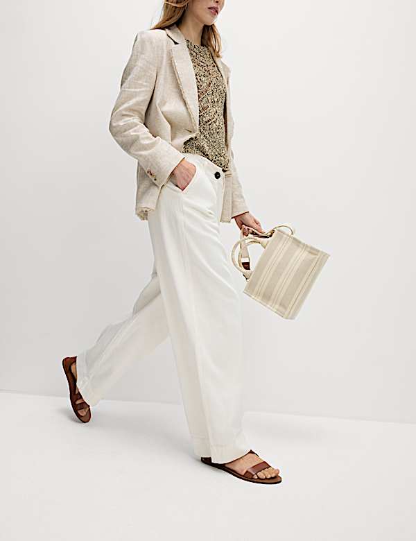 Cotton Rich Slouchy Wide Leg Trousers - MV