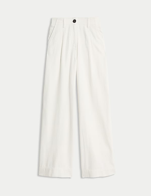 Cotton Rich Slouchy Wide Leg Trousers - MV