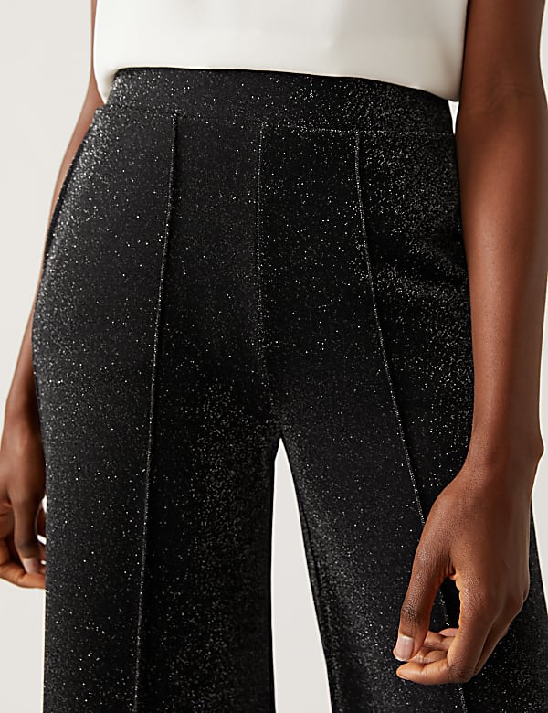 Jersey Metallic Wide Leg Trousers