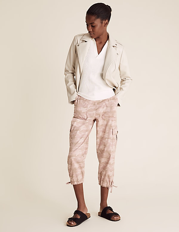 Tencel&trade; Rich Cargo Camo Cropped Trousers