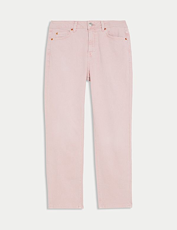 High Waisted Cropped Slim Fit Jeans - CA