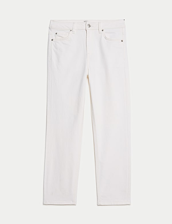 High Waisted Cropped Slim Fit Jeans - DE