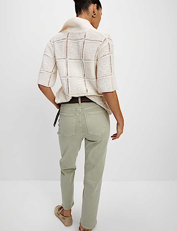 Jean raccourci coupe cintr&eacute;e taille haute - FR