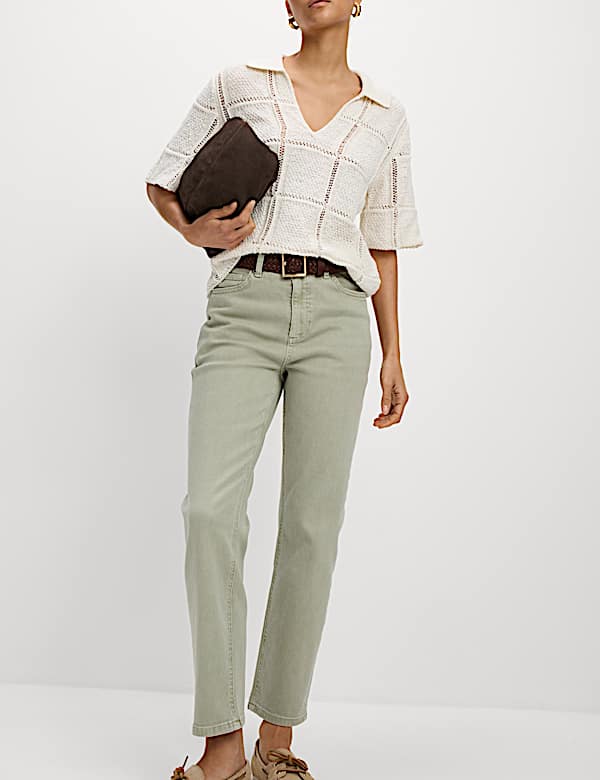 Jean raccourci coupe cintr&eacute;e taille haute - FR