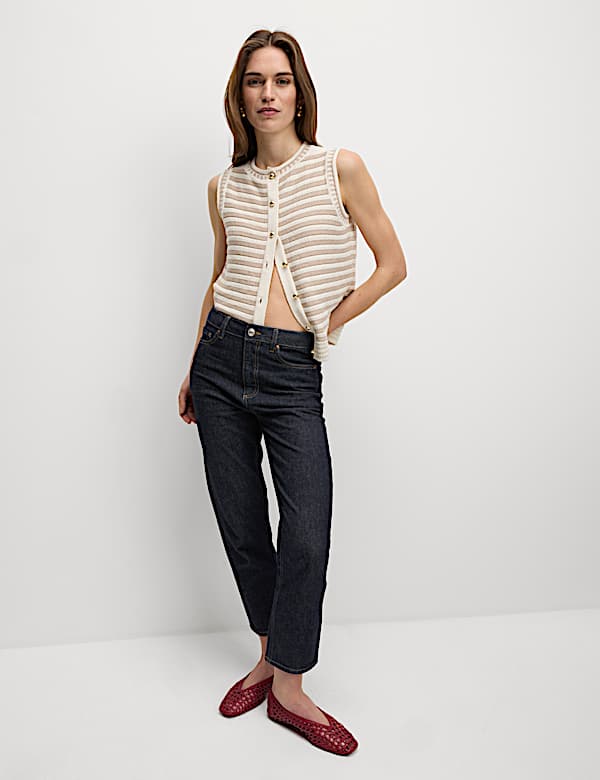 High Waisted Cropped Slim Fit Jeans - EE