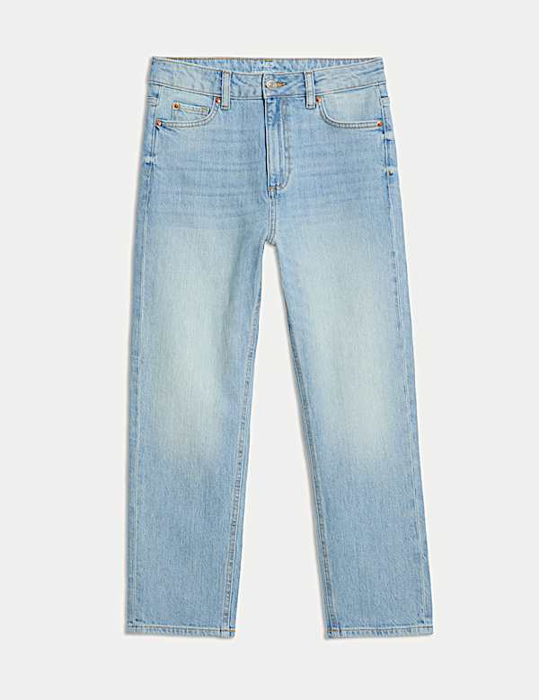 High Waisted Cropped Slim Fit Jeans - KR