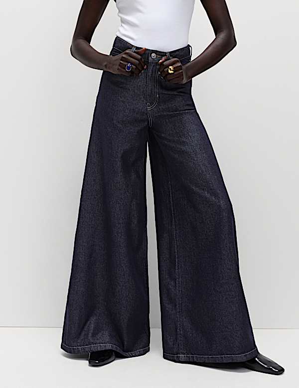 Lyocell&trade; Blend Wide Palazzo Leg Jeans - US