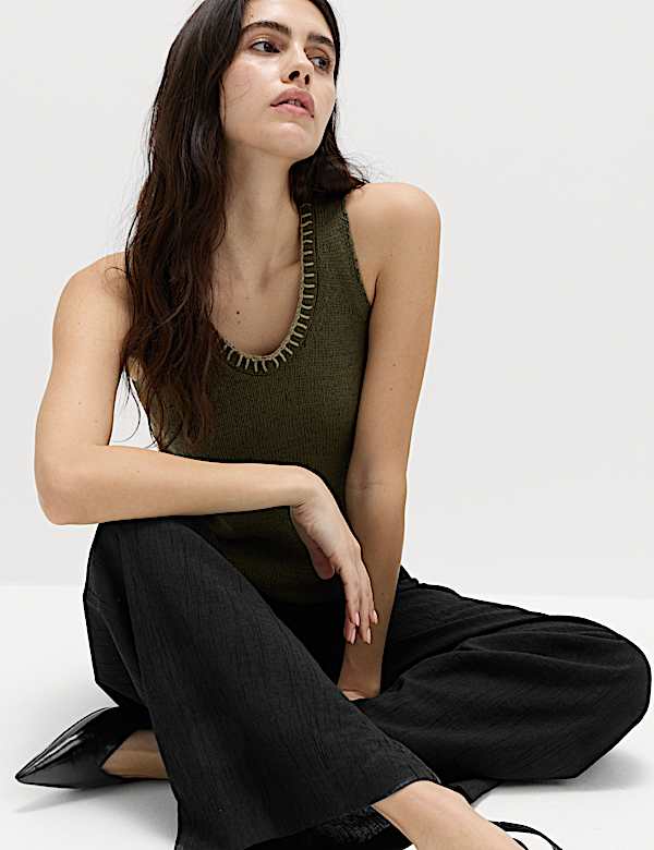 Crinkle Elasticated Waist Wide Leg Trousers - PL