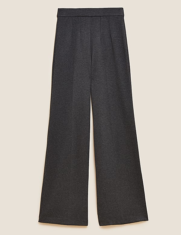Jersey Houndstooth Wide Leg Trousers