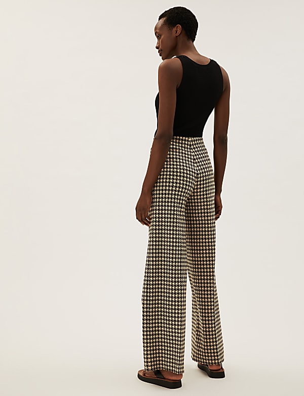Jersey Dogtooth Wide Leg Trousers