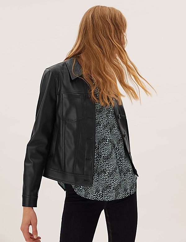 Faux Leather Trucker Jacket